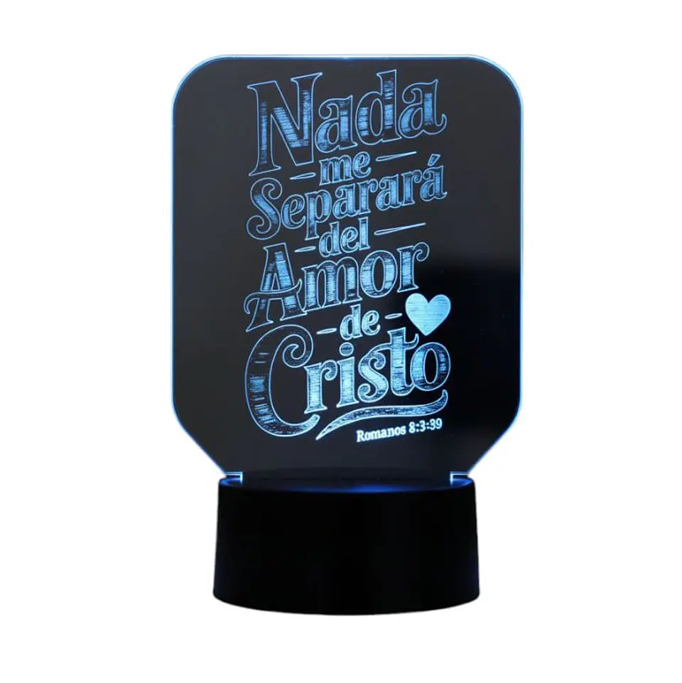 Lampara 3D Frase: Nada me separara del amor de Cristo 7 colores 1