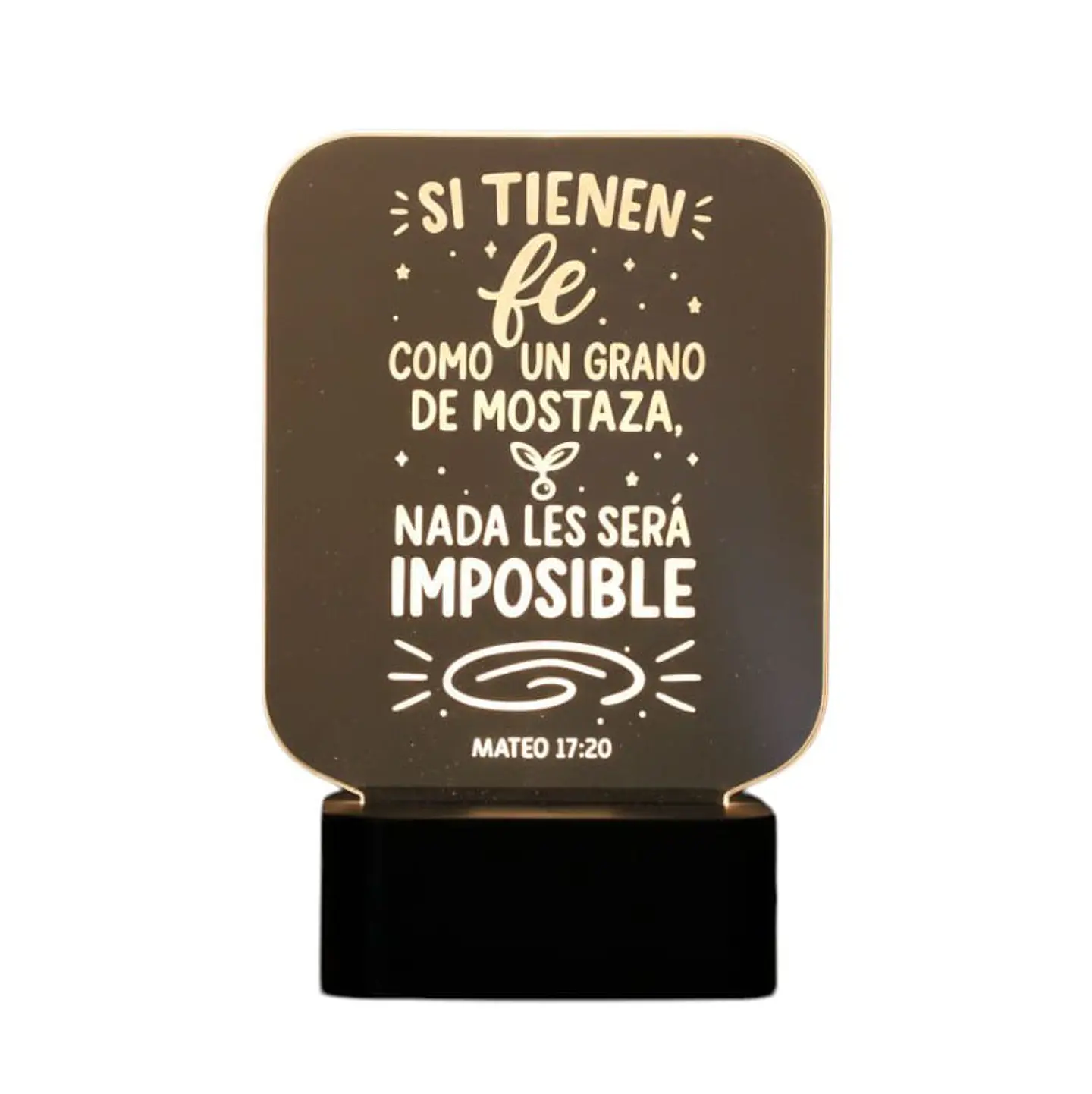 Lampara 3D Frase: Si tienen fe 7 colores 3