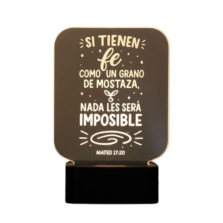 Lampara 3D Frase: Si tienen fe 7 colores 3