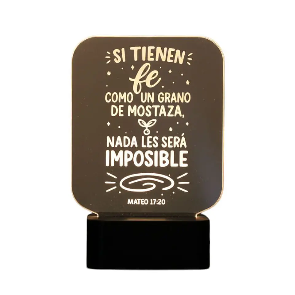 Lampara 3D Frase: Si tienen fe 7 colores 3