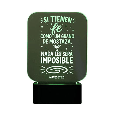 Lampara 3D Frase: Si tienen fe 7 colores