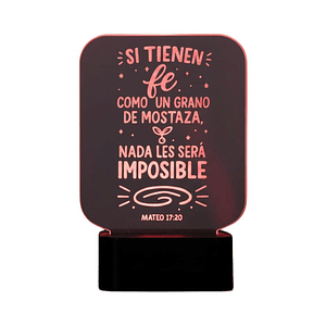 Lampara 3D Frase: Si tienen fe 7 colores