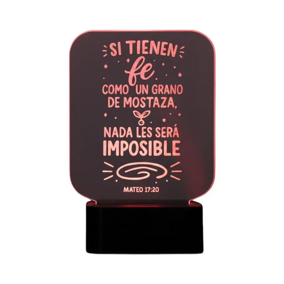 Lampara 3D Frase: Si tienen fe 7 colores 1