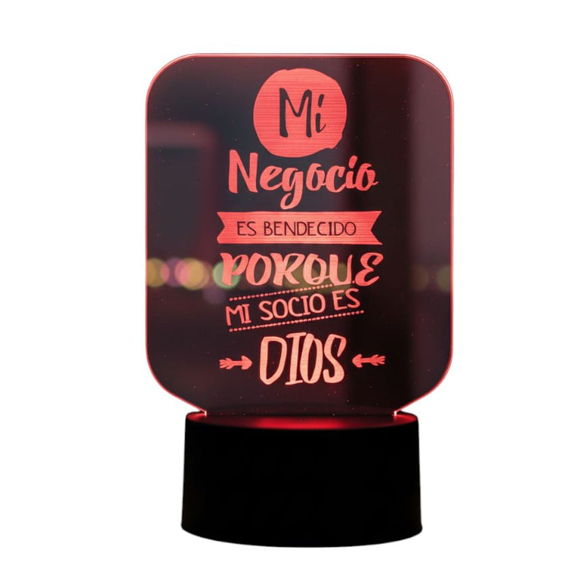Lampara 3D Frase: Mi negocio es bendecido 7 colores 3