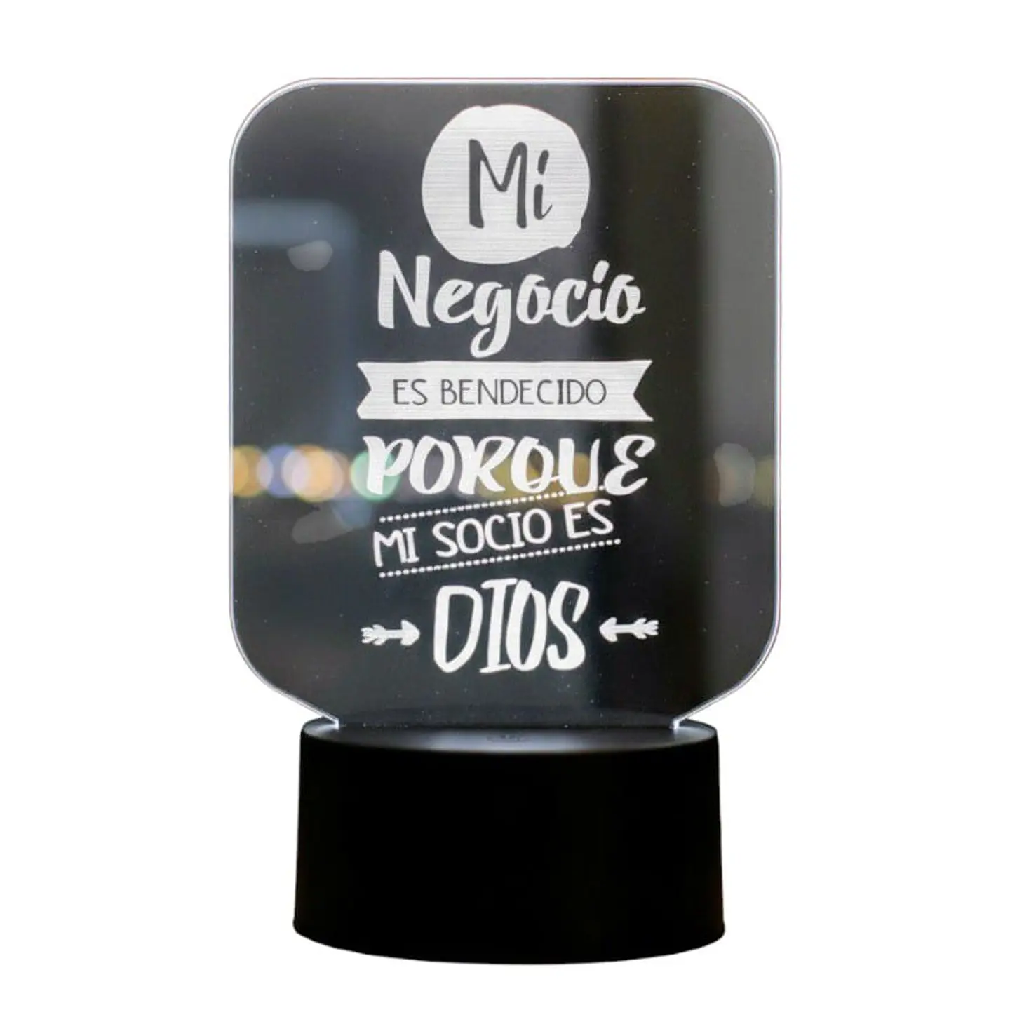 Lampara 3D Frase: Mi negocio es bendecido 7 colores 1