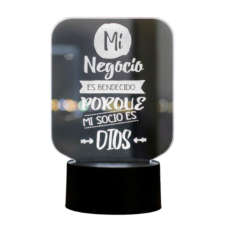 Lampara 3D Frase: Mi negocio es bendecido 7 colores 1