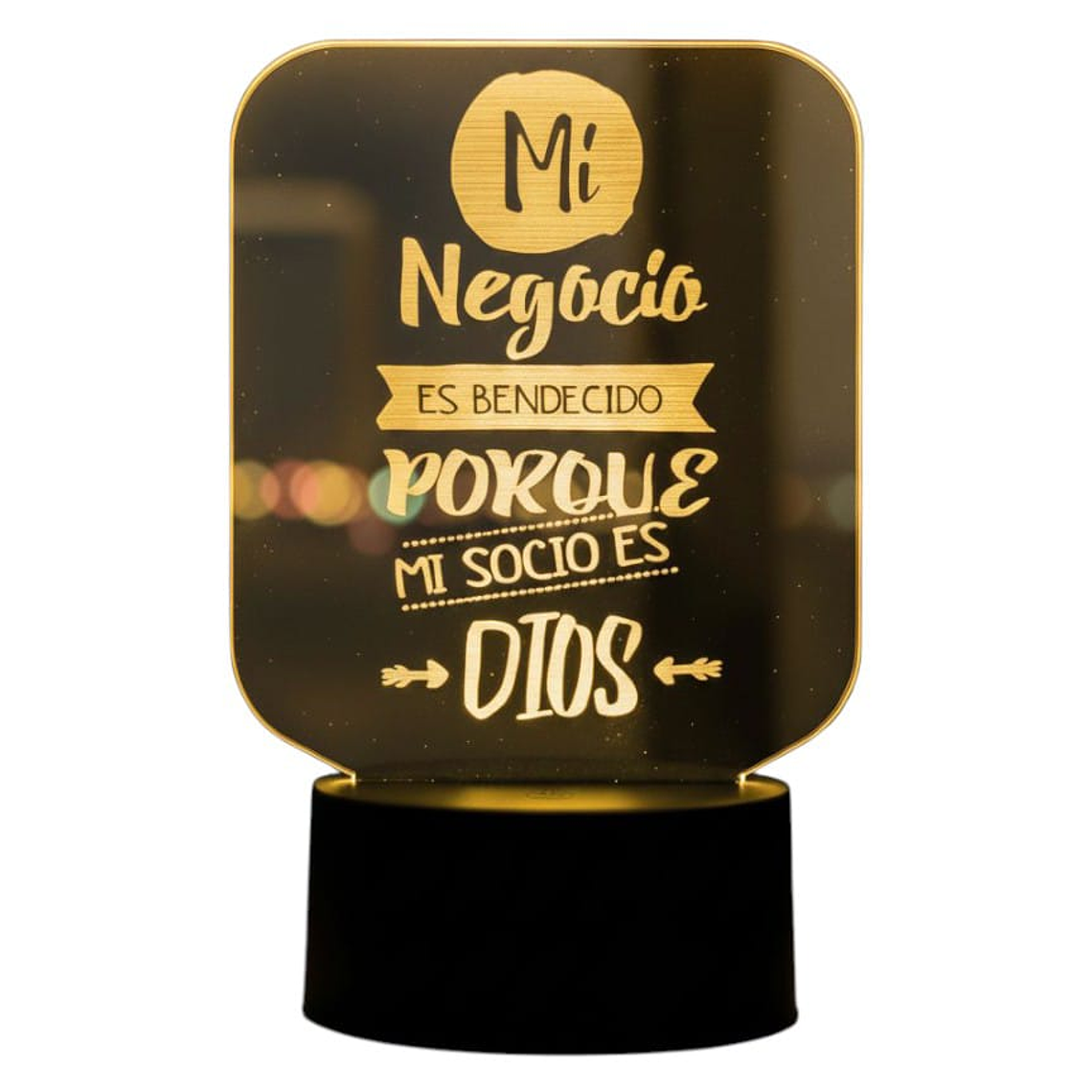 Lampara 3D Frase: Mi negocio es bendecido 7 colores 2