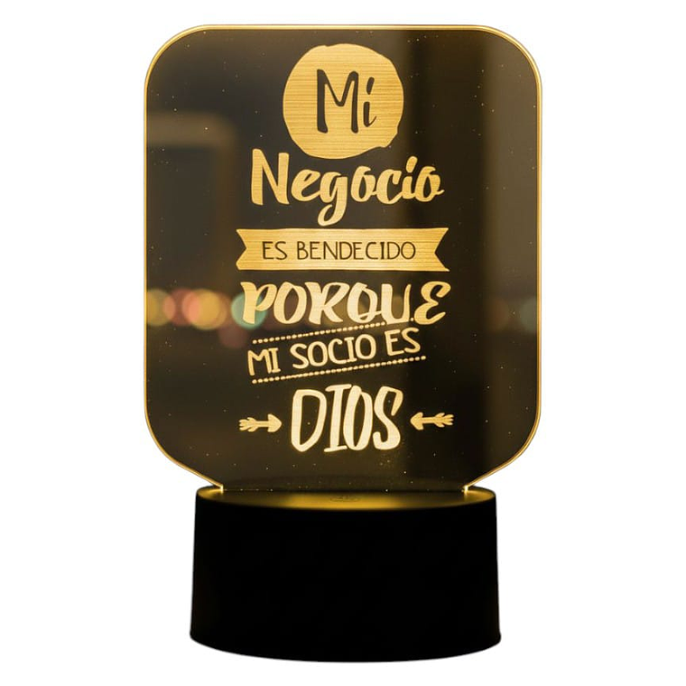 Lampara 3D Frase: Mi negocio es bendecido 7 colores 2