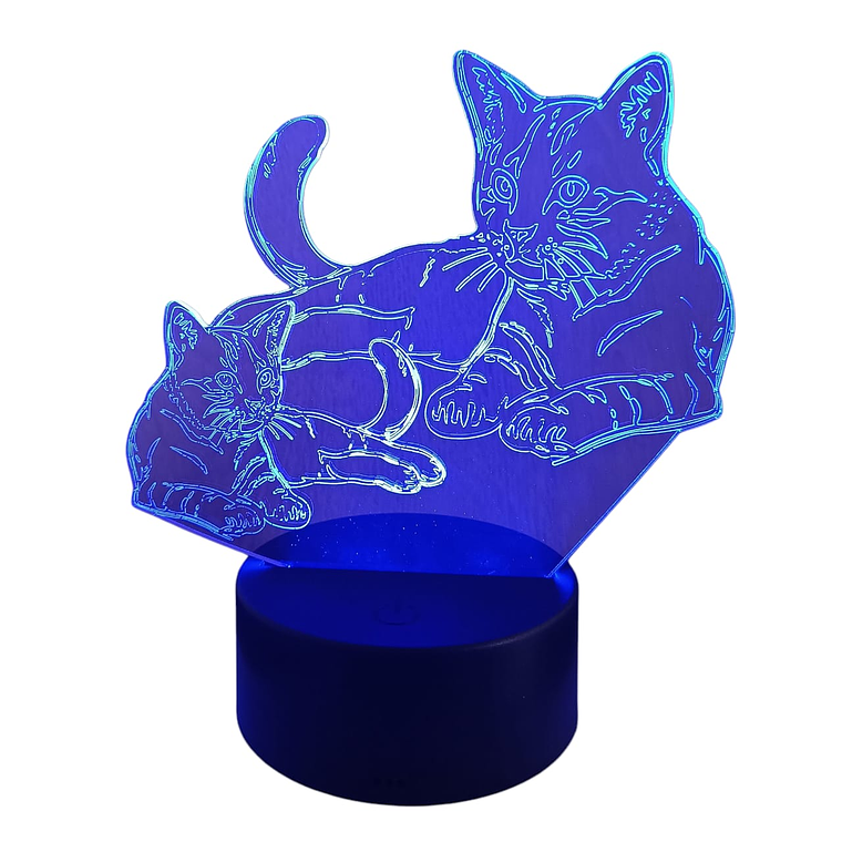 Lampara 3D Gatos de 7 colore 2