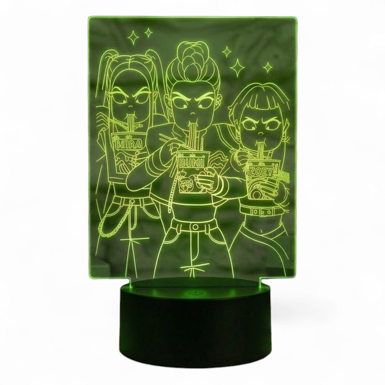 Lampara 3D Las Guerreras k-pop de 7 colores 3