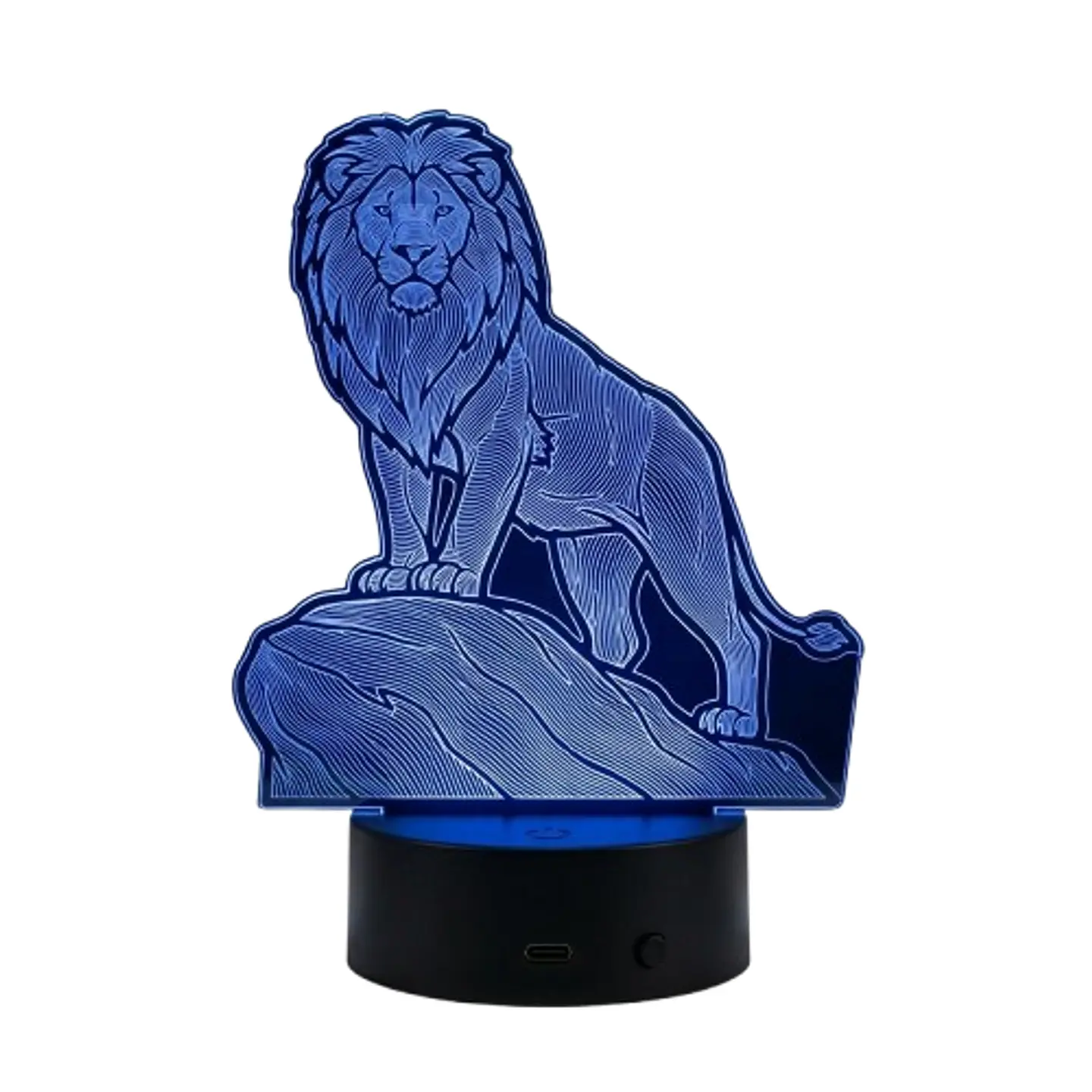 Lampara 3D Leon sobre roca de 7 colores 2