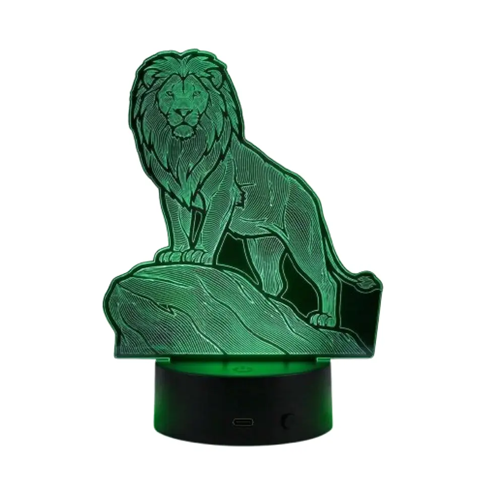 Lampara 3D Leon sobre roca de 7 colores 1