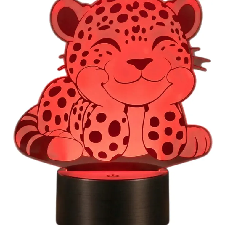 Lampara 3D Cachorro de Leopardo de 7 colores 3