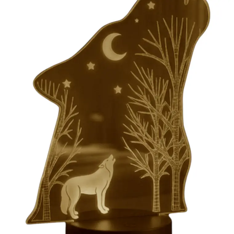 Lampara 3D Lobo de 7 colores 2