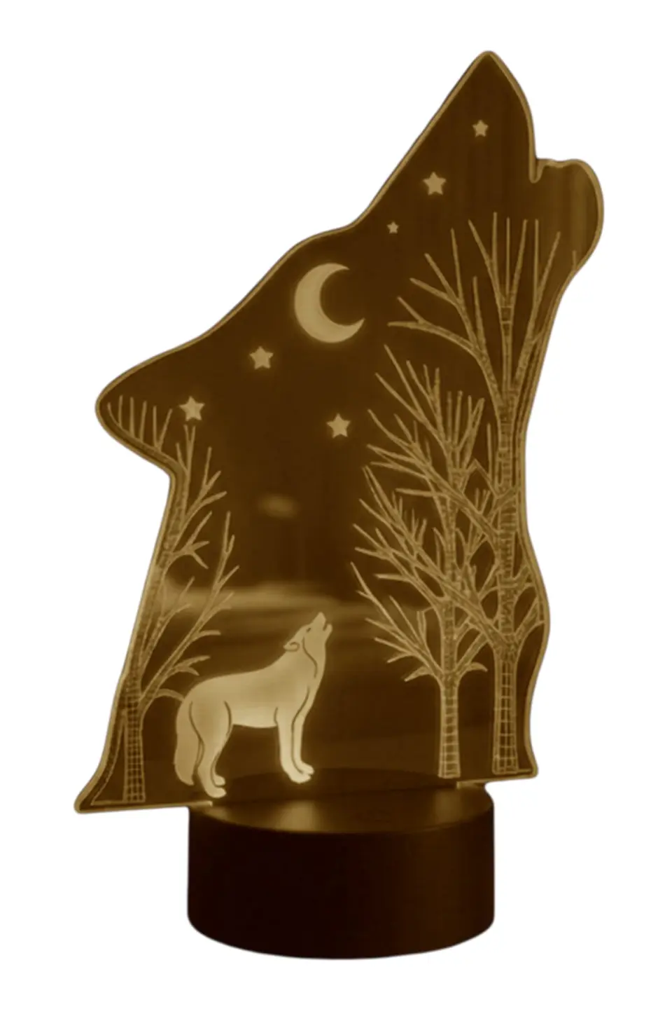 Lampara 3D Lobo de 7 colores 2