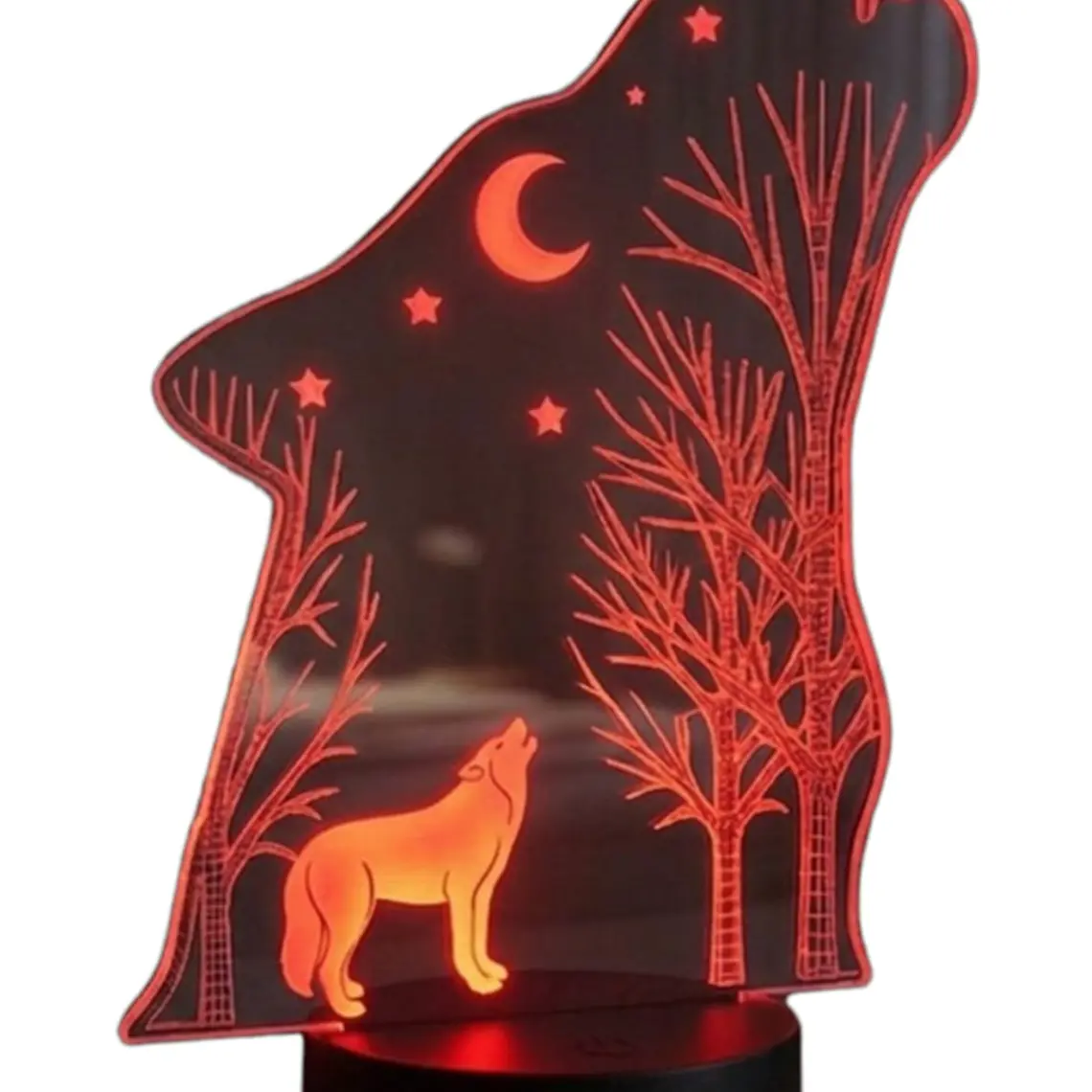 Lampara 3D Lobo de 7 colores 3