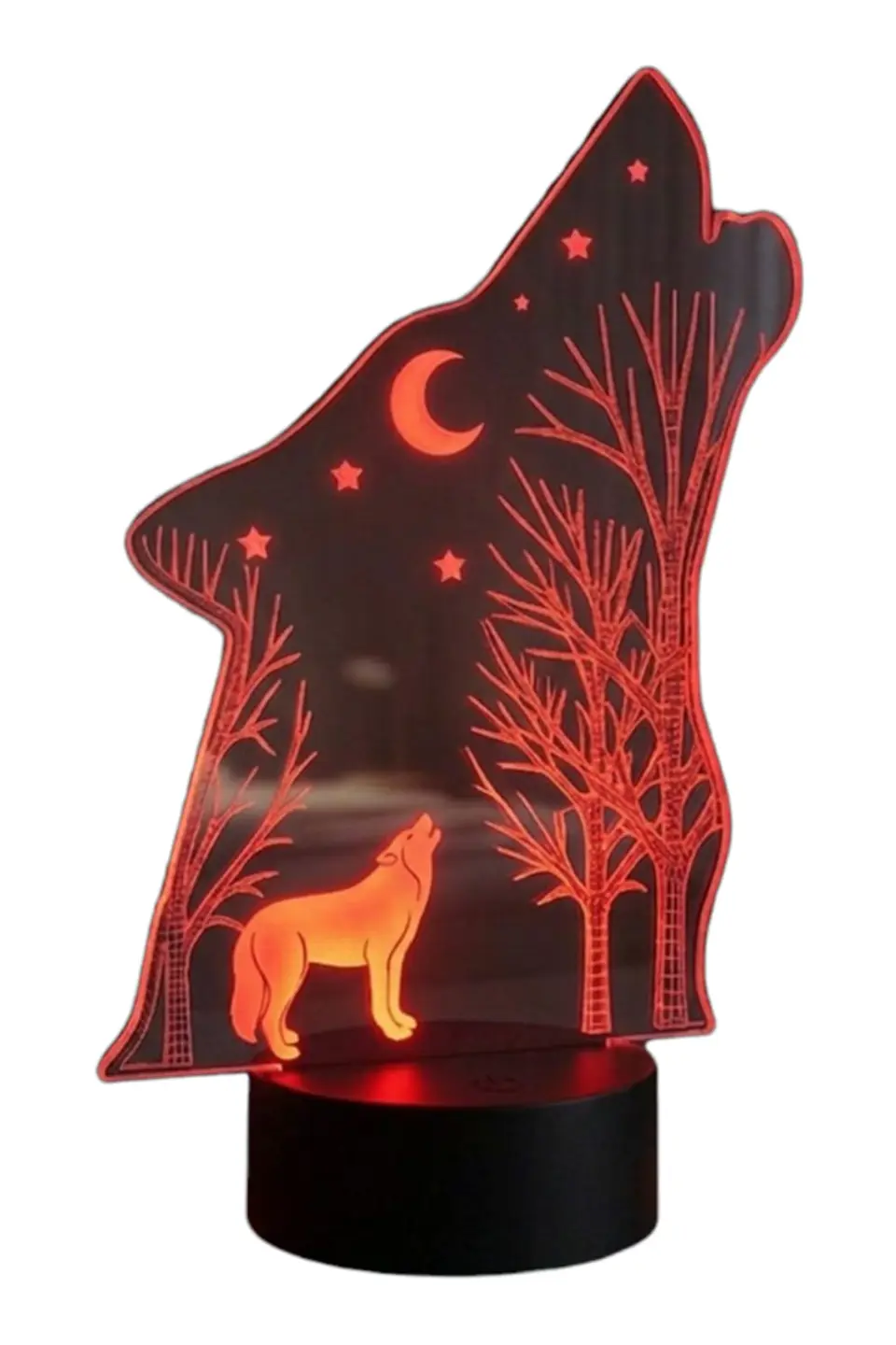 Lampara 3D Lobo de 7 colores 3