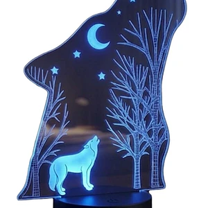 Lampara 3D Lobo de 7 colores