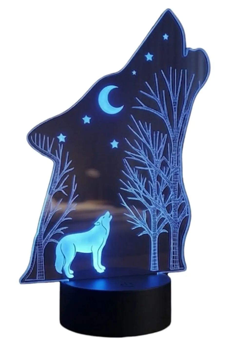 Lampara 3D Lobo de 7 colores 1