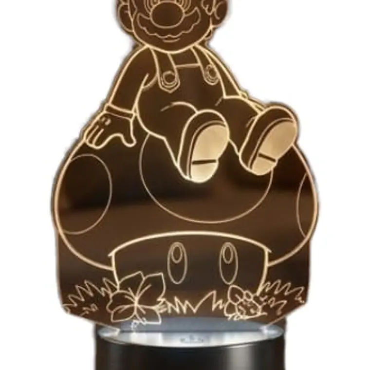 Lampara 3D Mario Sobre Hongo de 7 colores 3