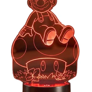 Lampara 3D Mario Sobre Hongo de 7 colores