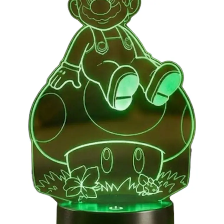 Lampara 3D Mario Sobre Hongo de 7 colores 2