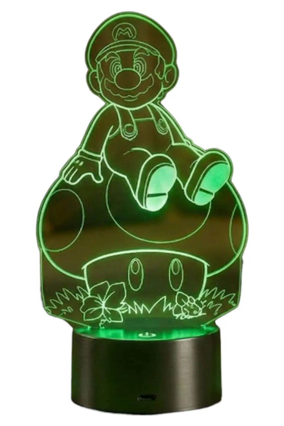 Lampara 3D Mario Sobre Hongo de 7 colores 2
