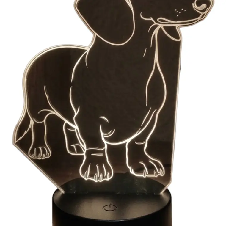 Lampara 3D Perro Salchicha (Dachshund) de 7 colores 1
