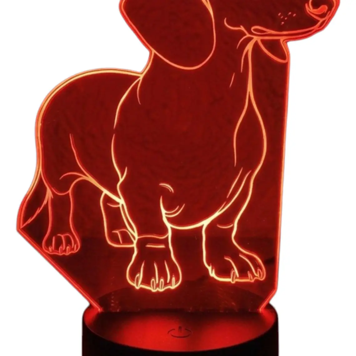 Lampara 3D Perro Salchicha (Dachshund) de 7 colores 3