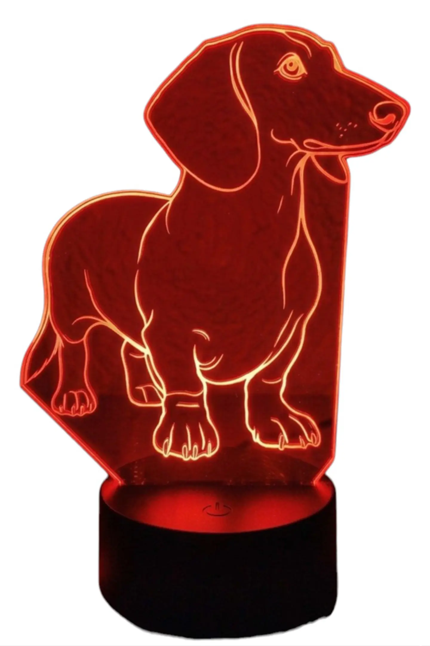 Lampara 3D Perro Salchicha (Dachshund) de 7 colores 3