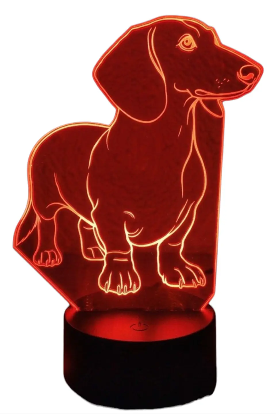 Lampara 3D Perro Salchicha (Dachshund) de 7 colores 3