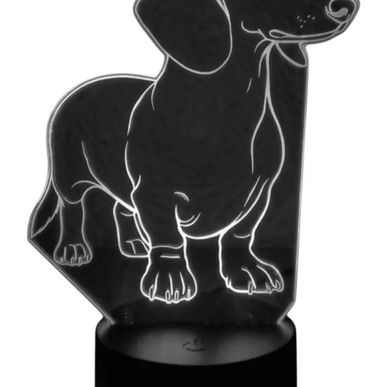 Lampara 3D Perro Salchicha (Dachshund) de 7 colores 2