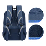Set Mochila Porta Notebook, Bolso Cruzado y Estuche Azul