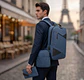 Set Mochila Porta Notebook, Bolso Cruzado y Estuche Azul - Miniatura 5