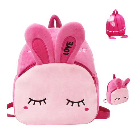 Mochila Infantil De Peluche de Conejito Rosa