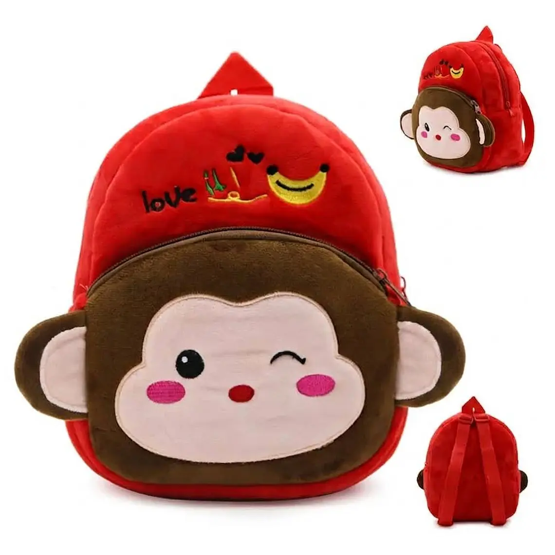 Mochila Infantil De Peluche de Monito Rojo 1