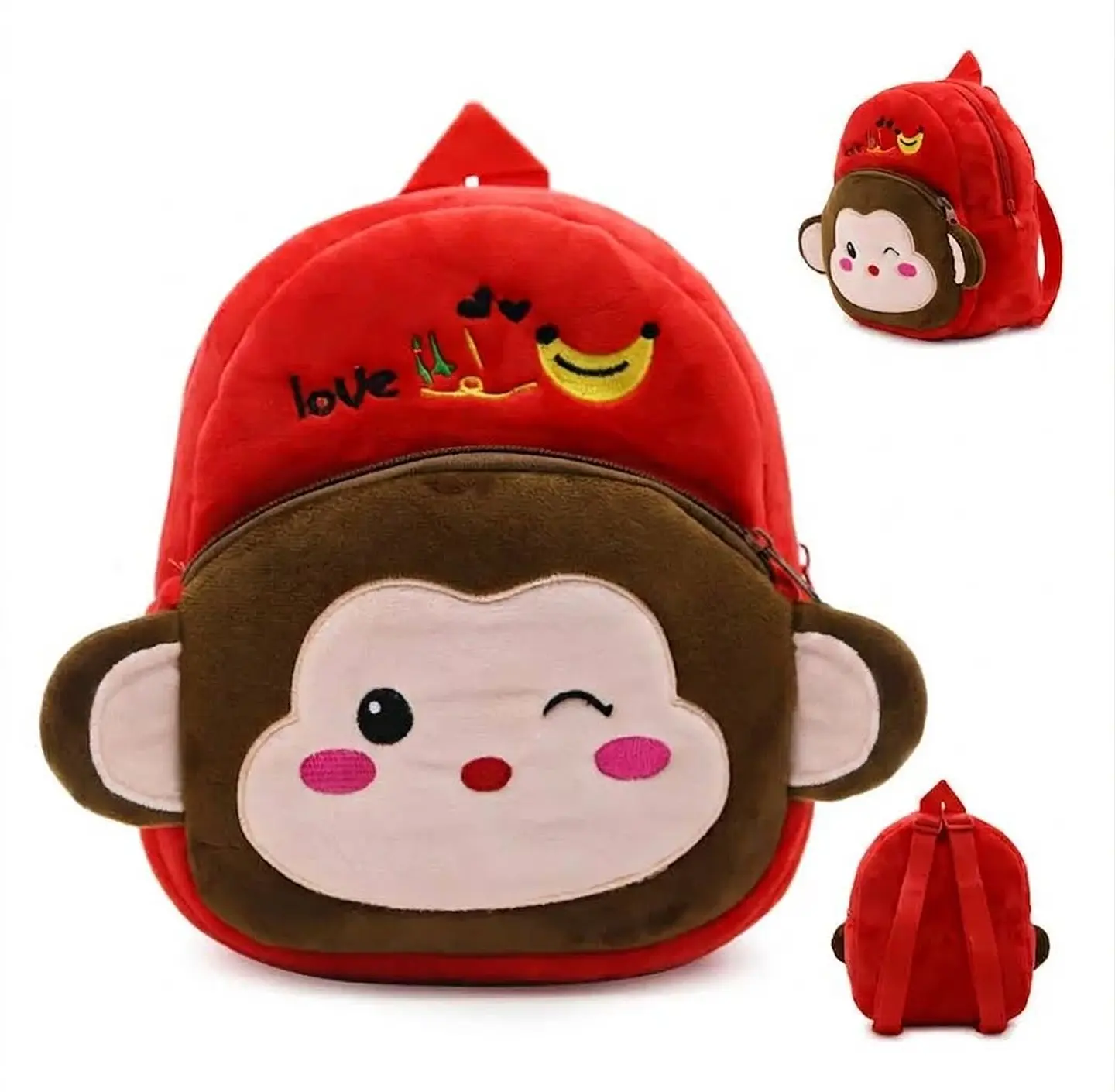 Mochila Infantil De Peluche de Monito Rojo 1