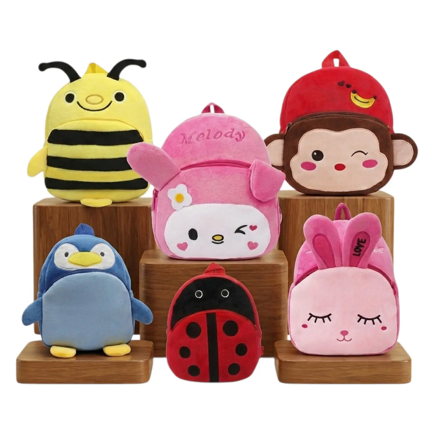 Mochila Infantil De Peluche de Pingüino Azul 3