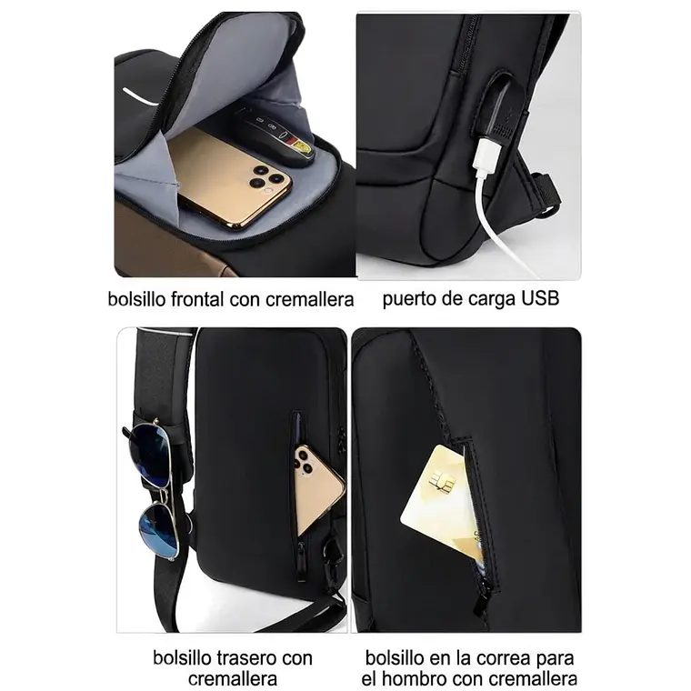 Bolso Bandolera Rígido Antirrobo Gris 4