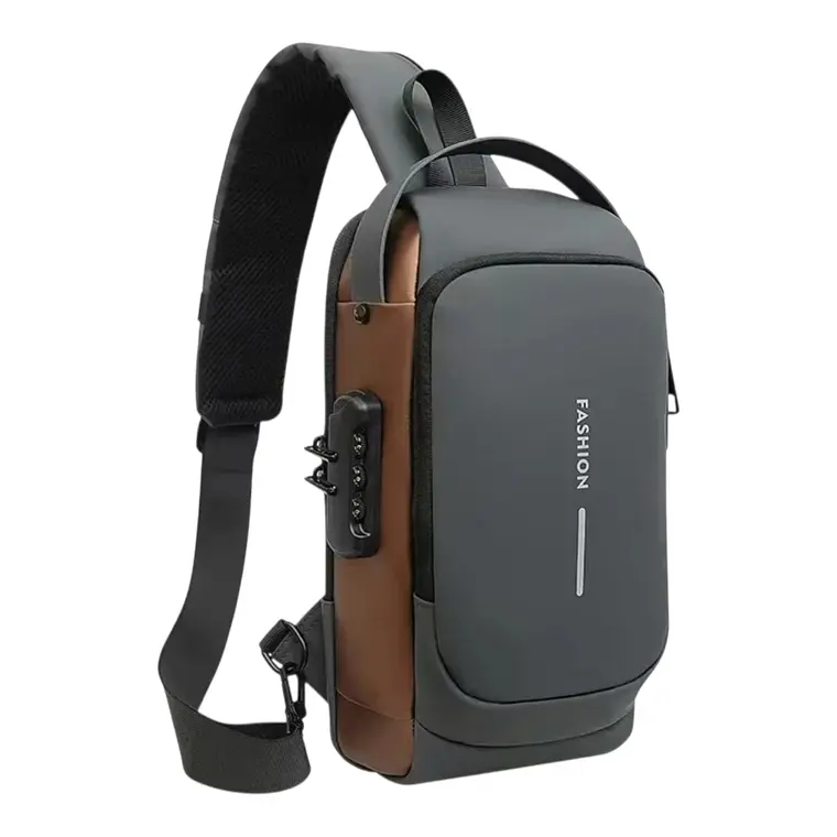 Bolso Bandolera Rígido Antirrobo Gris 1