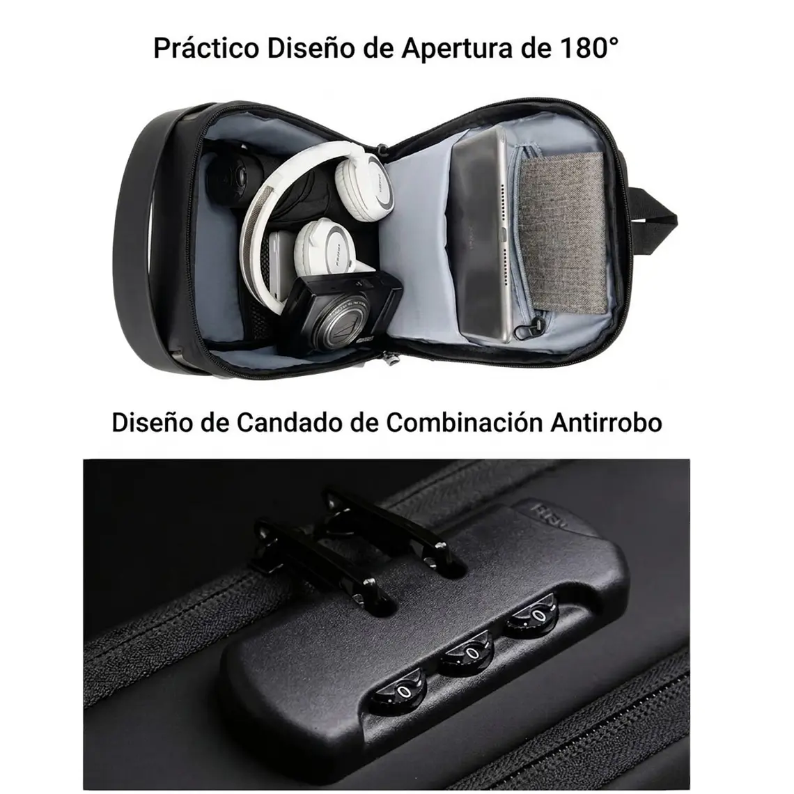 Bolso Bandolera Rígido Antirrobo Negro 2