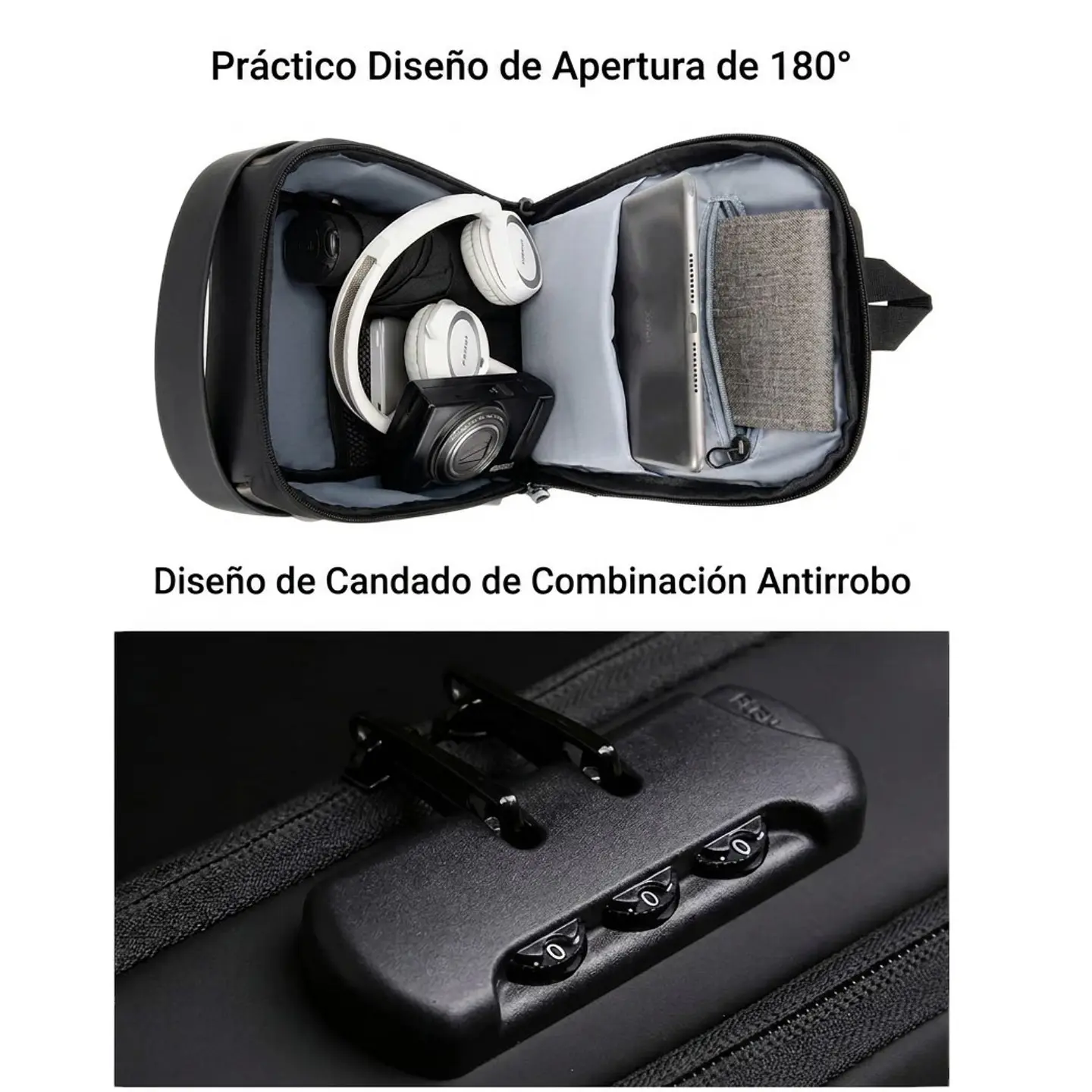 Bolso Bandolera Rígido Antirrobo Negro 2