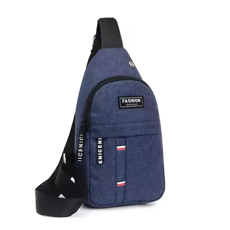 Morral Pechera Cruzado Con Salida Audifonos Azul 1