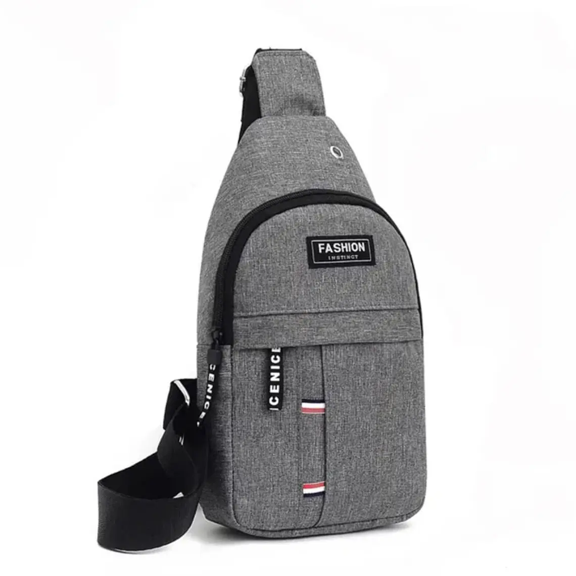 Morral Pechera Cruzado Con Salida Audifonos Gris 1