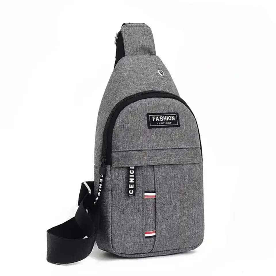 Morral Pechera Cruzado Con Salida Audifonos Gris 1