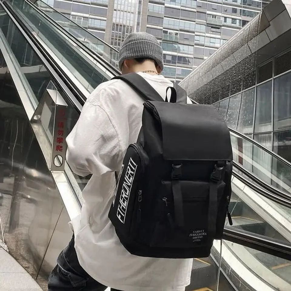 Mochila Moderna De Viaje De Alta Capacidad Negra 7