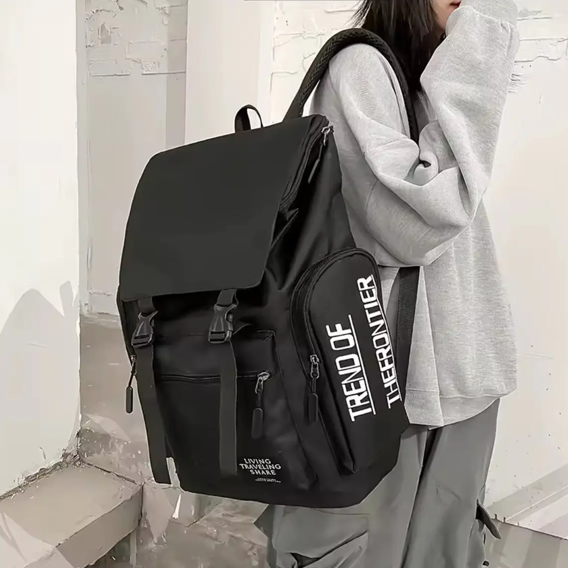 Mochila Moderna De Viaje De Alta Capacidad Negra 6