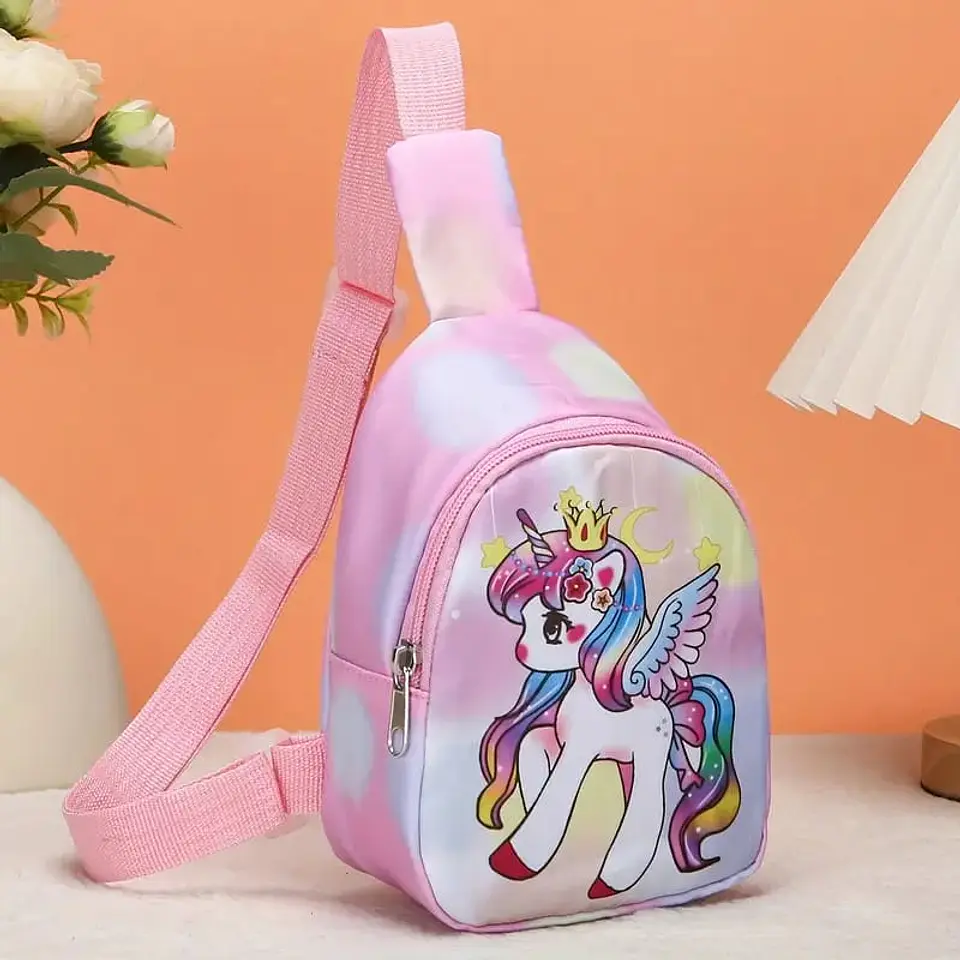 Mochila Cruzada Infantil Rosa con Unicornio Alado 1