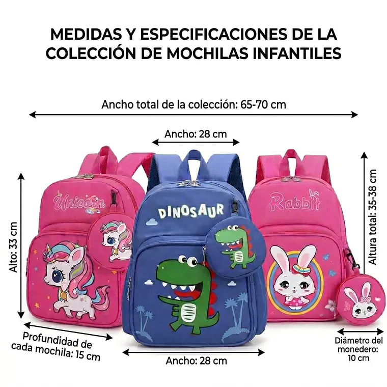 Mochila Escolar Infantil Rosa de Conejo con Monedero 4