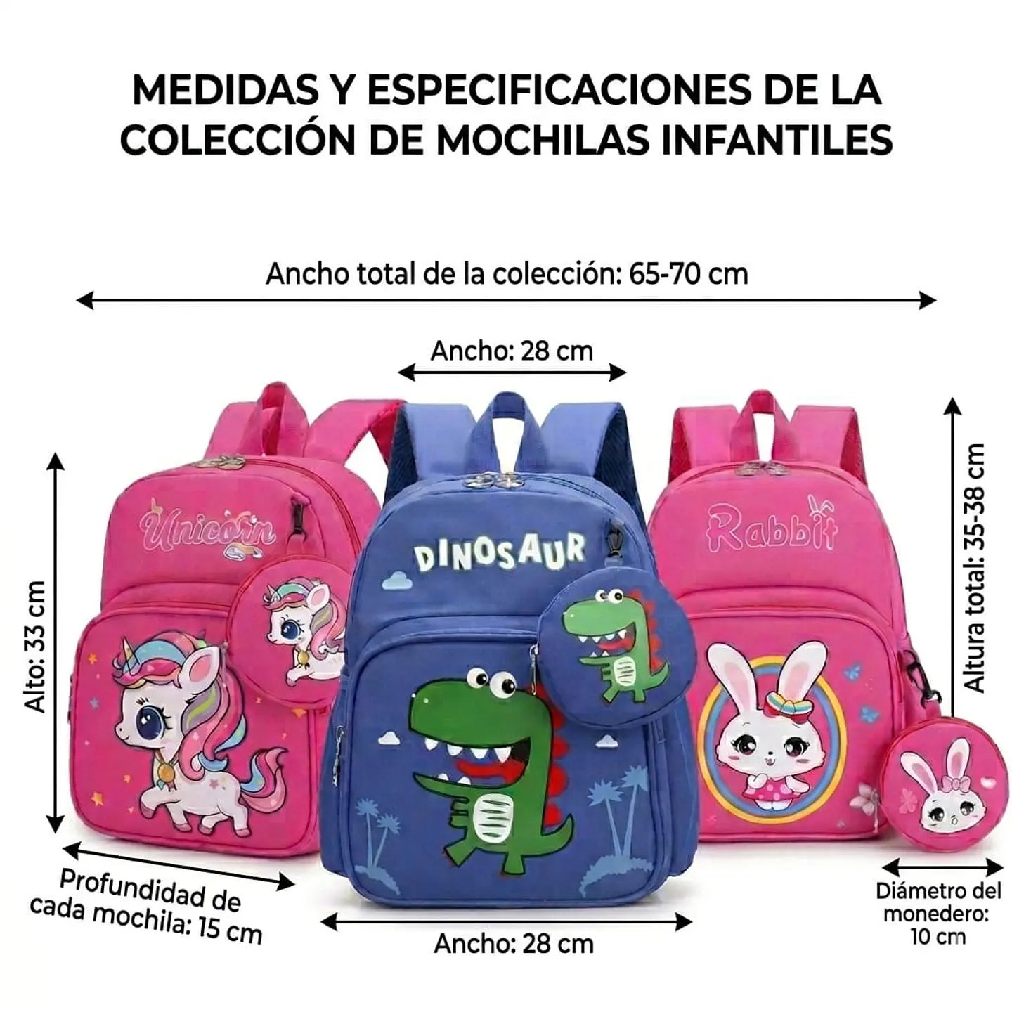 Mochila Escolar Infantil Azul de Dinosaurio con Monedero 4